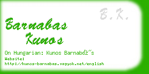 barnabas kunos business card